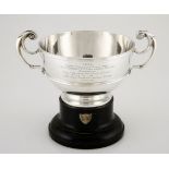 A GEORGE V SILVER TWO-HANDLED PRESENTATION CUP, GOLDSMITHS & SILVERSMITHS CO LTD, LONDON, 1920 the
