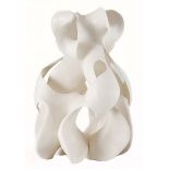ASTRID DAHL (1944-): A LARGE WHITE CLAY 'BOTANICAL' SCULPTURE, 20TH CENTURY of organic form 72cm