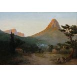 Edward Clark Churchill Mace (South African 1863-1928) SUNSET IN CAPE TOWN signed oil on canvas 45 by