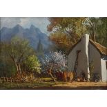 Gabriel Cornelis de Jongh (South African 1913-2004) A FARMHOUSE IN A SPRING LANDSCAPE signed oil