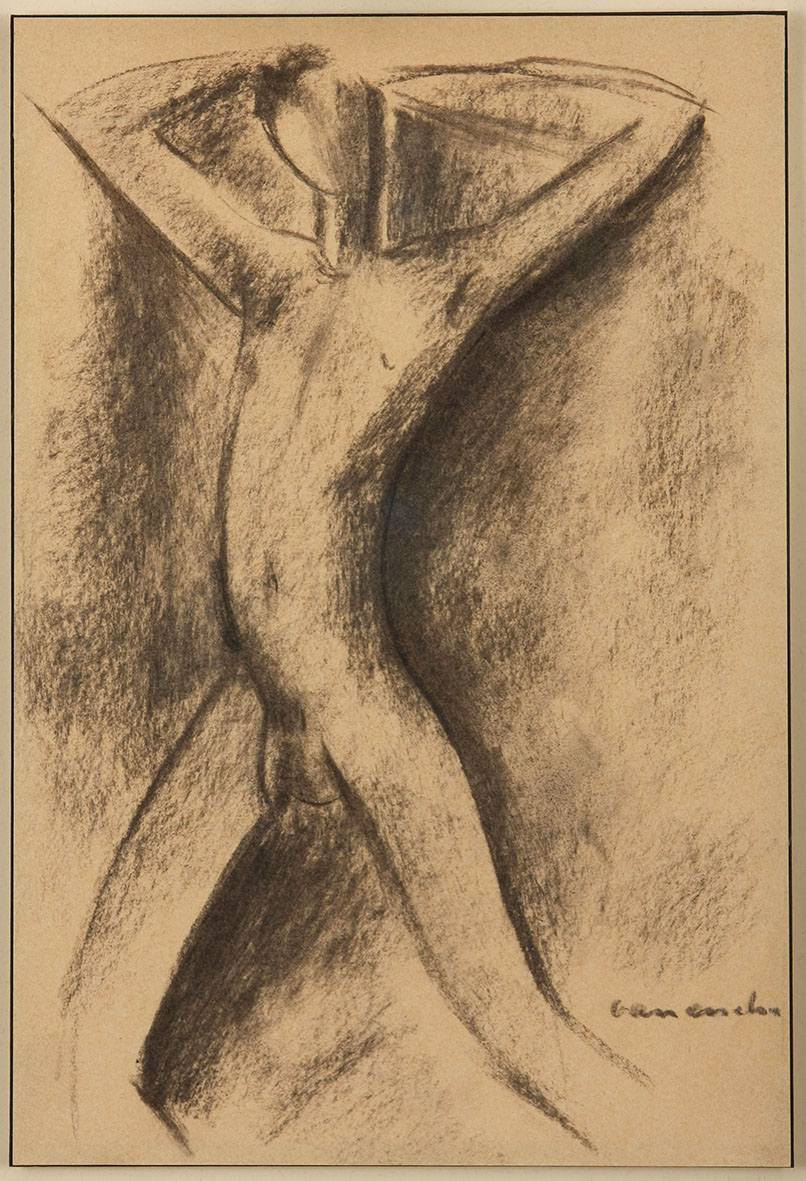 Maurice Charles Louis van Essche (South African 1906-1977) STANDING NUDE signed charcoal on paper 30