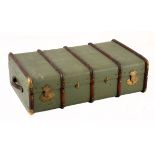 A GERMAN METAL BOUND STEAMER TRUNK, MANUFACTURED BY KOFFERFABRIK, LUDWIG LORRING KOHN, RHEIN, 20TH