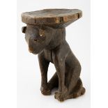 A PENDE STOOL, DEMOCRATIC REPUBLIC OF CONGO modeled as a carved feline figure 25cm high