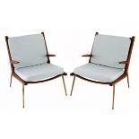 A PAIR OF FD 135 TEAK BOOMERANG ARMCHAIRS DESIGNED IN 1956 BY PETER HVIDT AND ORLA MØLGAARD-