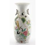 A LARGE CHINESE FAMILLE ROSE VASE, REPUBLIC PERIOD, 1911 - 1948 the tapering ovoid body painted to