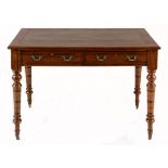 A MAHOGANY WRITING TABLE, 19TH CENTURY the rectangular moulded top with gilt-tooled leather inset