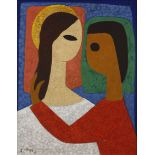 Jan Buys (South African 1909-1985) TWO FIGURES signed and dated' 58 oil on board 47 by 36,5cm