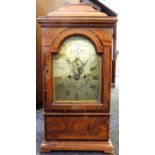 A REGENCY MAHOGANY EIGHT-DAY, BRACKET CLOCK the case mounted with one brass carrying handle, a