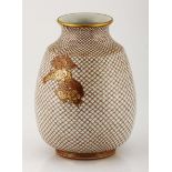 A JAPANESE KUTANI VASE, 20TH CENTURY the ovoid body painted with two kylin, one holding a peony,