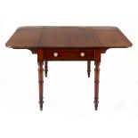 A REGENCY FLAME MAHOGANY DROP-SIDE TABLE the rectangular top with hinged drop-sides above a