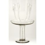 A ROSENTHAL STUDIO-LINE CLEAR GLASS CENTREPIECE, MID 20TH CENTURY the circular pedestal bowl centred
