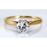 A SOLITAIRE DIAMOND RING claw-set with a brilliant-cut diamond weighing approximately 0.78cts, in