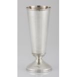 A GEORGE V SILVER POSY VASE, INDECIPHERABLE MAKER'S MARK,  BIRMINGAHM, 1938 the tapering cylindrical