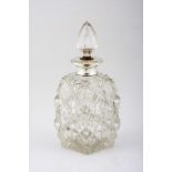 A GEORGE V SILVER-MOUNTED SCENT BOTTLE, HENRY PERKINS & SONS, LONDON, 1928 the rectangular cut-glass