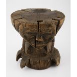 A RARE MBUNDA STOOL, ZAMBIA carved as a female figure, distress 24,5cm high