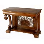 A DUTCH COLONIAL JATI CONSOLE TABLE the rectangular shaped and moulded top above a plain ogee shaped