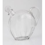 A BACCARAT CLEAR GLASS DECANTER JUG AND STOPPER, 20TH CENTURY the flattened globular body with