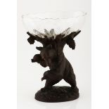 A GERMAN 'BLACK FOREST BEAR' PEDESTAL BOWL, LATE 19TH CENTURY the bear carved standing on its hind