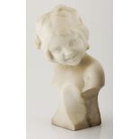 AN ITALIAN CARVED ALABASTER BUST OF A YOUNG GIRL, LATE 19TH CENTURY her head turns slightly to the