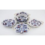 A RIDGWAY ‘COLUMBIA’ PATTERN PART DESSERT SERVICE, 19TH CENTURY each painted with flowers and