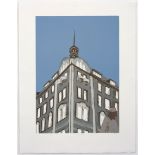 Fiona Pole (South African 20th Century-) GREY BUILDING lithograph printed in colours, signed,