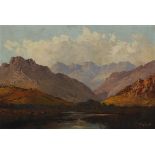 Thinus de Jongh (South African 1885-1942) STREAM IN A MOUNTAINOUS LANDSCAPE signed oil on canvas