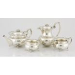 AN ELIZABETH II SILVER FOUR-PIECE TEA SET, COOPER BROTHERS & SONS, SHEFFIELD, 1962 NOT SUITABLE