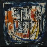 Paul du Toit (South African 1922-1986) ABSTRACT IN BLUE signed and dated '64 oil on paper laid