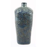 ANTON BOSCH (1958 - ) A LARGE STONEWARE BLUE-GLAZED VASE of tapering square section, decorated