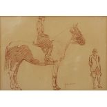 Frans David Oerder (South African 1867-1944) MAN ON HORSEBACK signed conté on paper 18,5 by 27cm