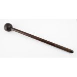 A ZULU KNOBKERRIE, SOUTH AFRICA a the head ball-shaped head, the staff with incised geometric