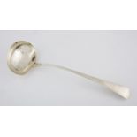 A GEORGE III SILVER SOUP LADLE, POSSIBLY WILLIAM BATEMAN I, LONDON, 1814 of typical form, the handle