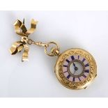 AN 18CT GOLD HALF-HUNTER POCKET WATCH the circular white dial with black Roman numerals,