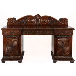 A VICTORIAN MAHOGANY CHIFFONIER the moulded breakfront top above a beaded frieze, a central long