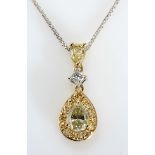 A DIAMOND PENDANT the claw-set pear-shaped diamond weighing approximately 0.90cts within a