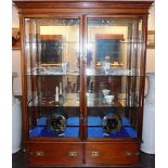 A VICTORIAN MAHOGANY COSMETIC CABINET the outswept cornice above a pair of glazed panelled doors