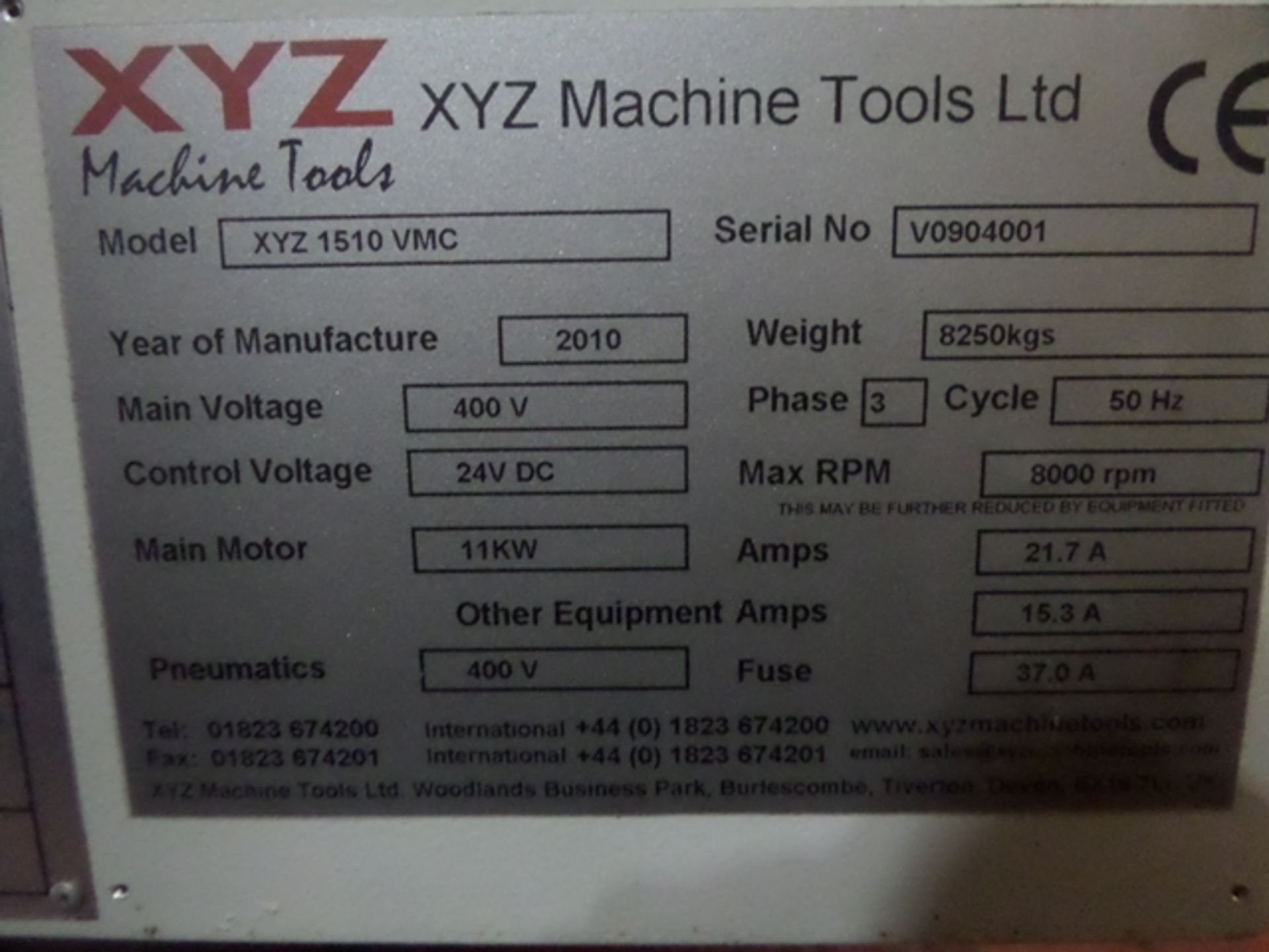 XYZ VMC 1510 Vertical Machining Centre - Image 11 of 11