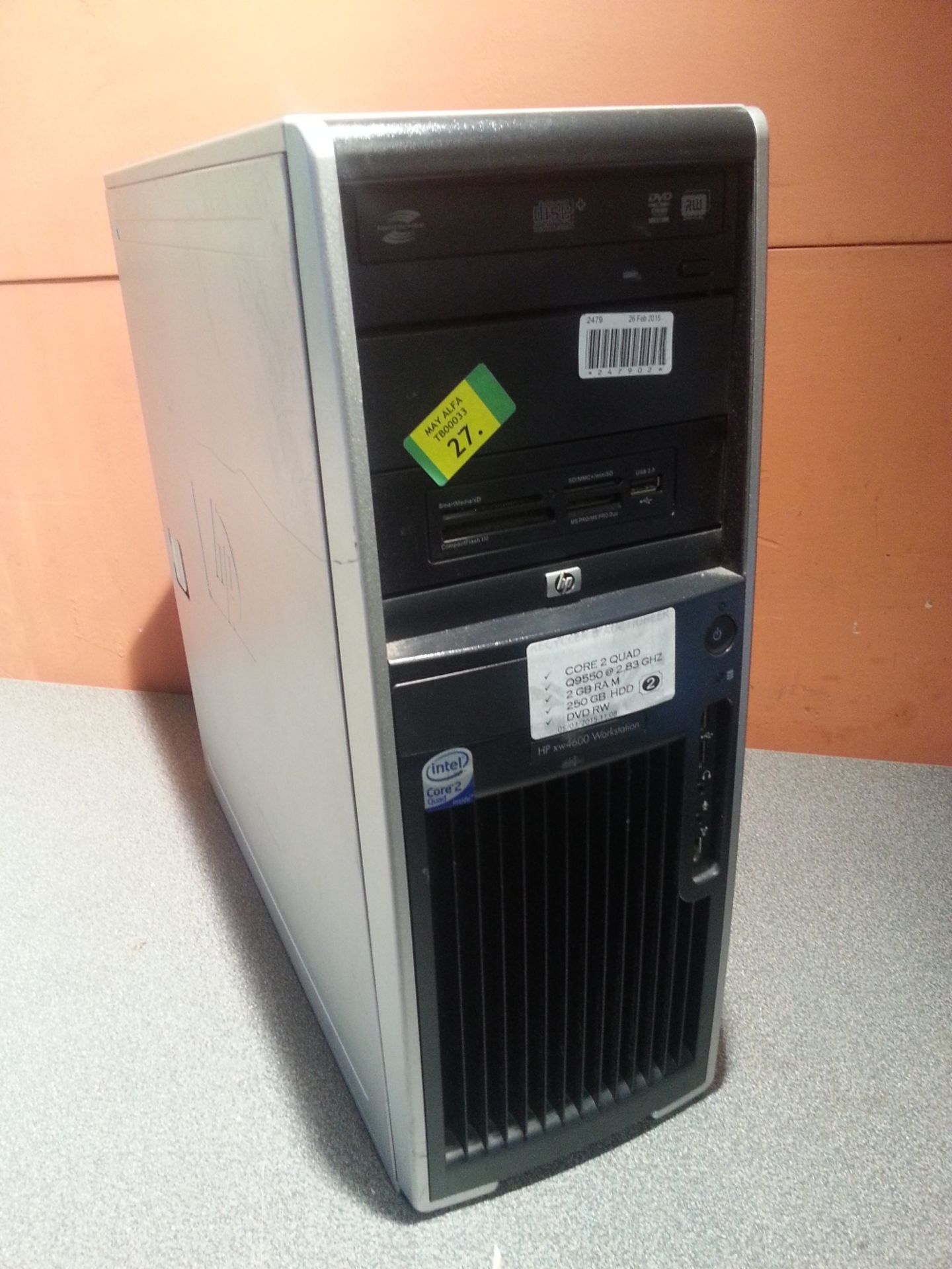 HP  WX4600 Workstation - Intel Core 2 Quad @ 2.8Ghz - 2GB Ram - 250GB Hdd - DVD RW - Tested And