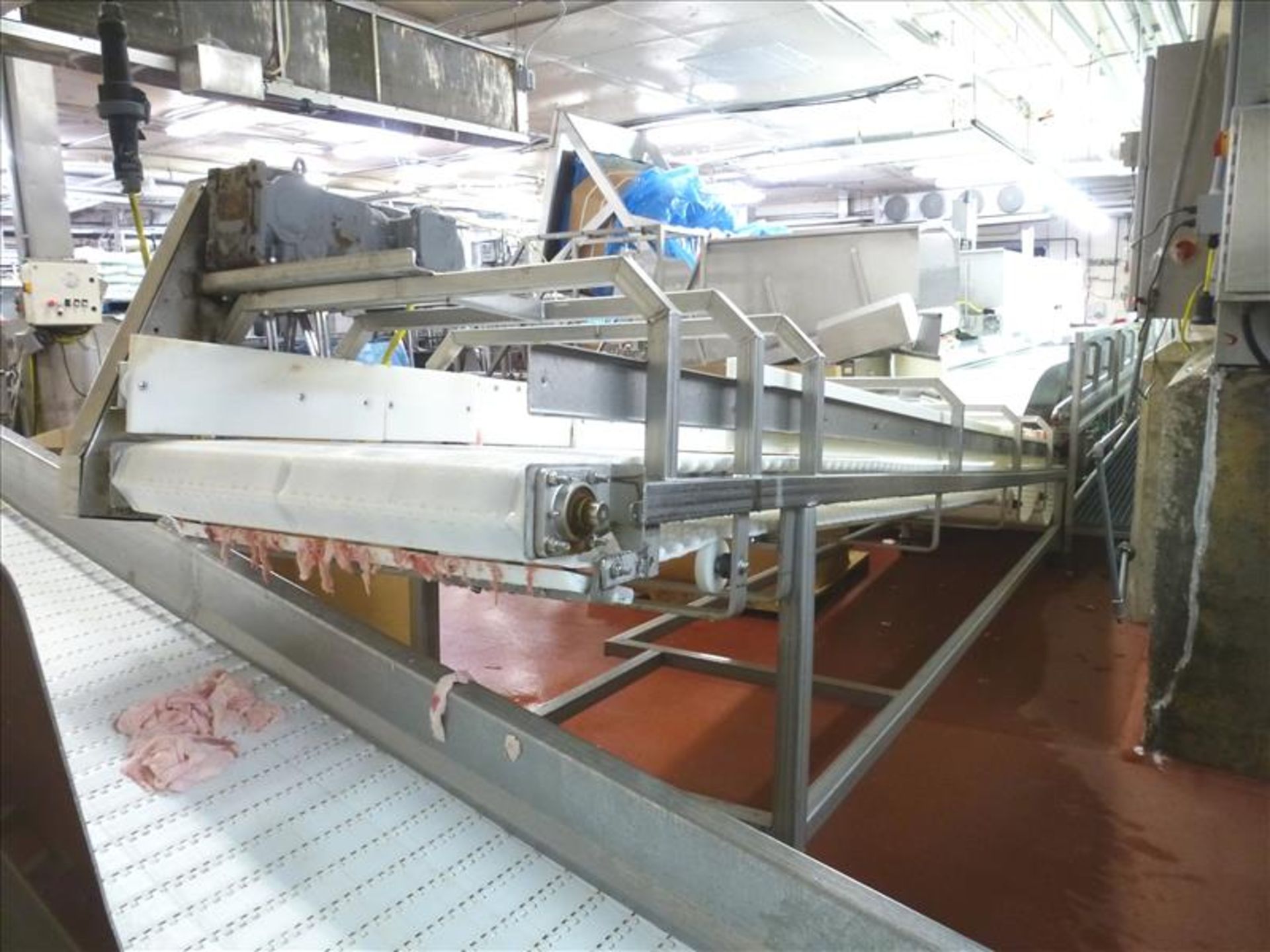 (Meat Batching Line) s/s frame inclined transfer belt conveyor on casters c/w approx. 30 in. W. x 25 - Image 2 of 2