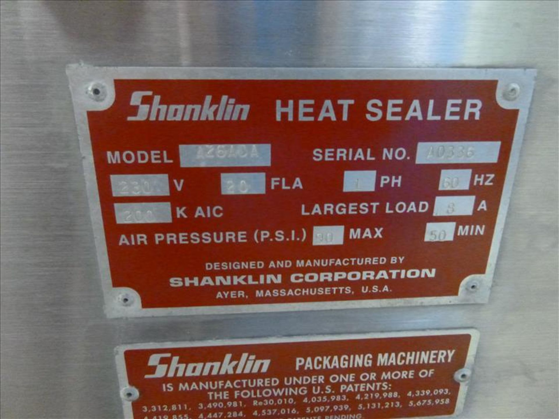 Shanklin L-Bar Sealer mod. A26ADA ser. no. A0336 c/w vacuum collection system (Located at 140 - Image 4 of 8