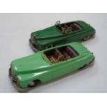 2 vintage West German tin plate toy cars