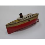 Early tin plate toy boat