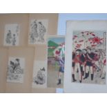 Collection of oriental drawings and signed pen and inks