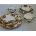 Royal Albert 4 place dinner setting in Old Country Roses to inclde soup bowls