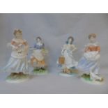 4 Royal Worcester figures of ladies