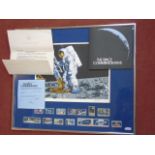 Framed set of space related stamps signed by Paul Calie