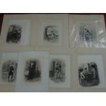 7 Monochrome prints of Charles Dickens characters