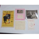 Collection ephemera related to Ivor Novello to include autograph etc