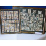 2 framed and glazed sets of cigarette cards and a collection of loose cards