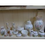 Assorted Aynsley items comprising of dressing table pots, cruet set, perfume bottle etc